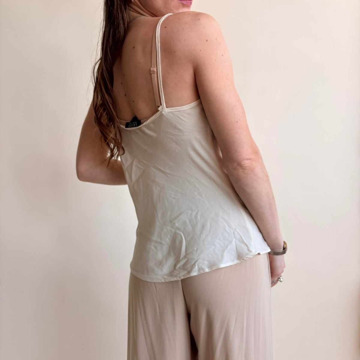 Ralph Lauren Sheer Cream Spaghetti Strap Top - Size Small