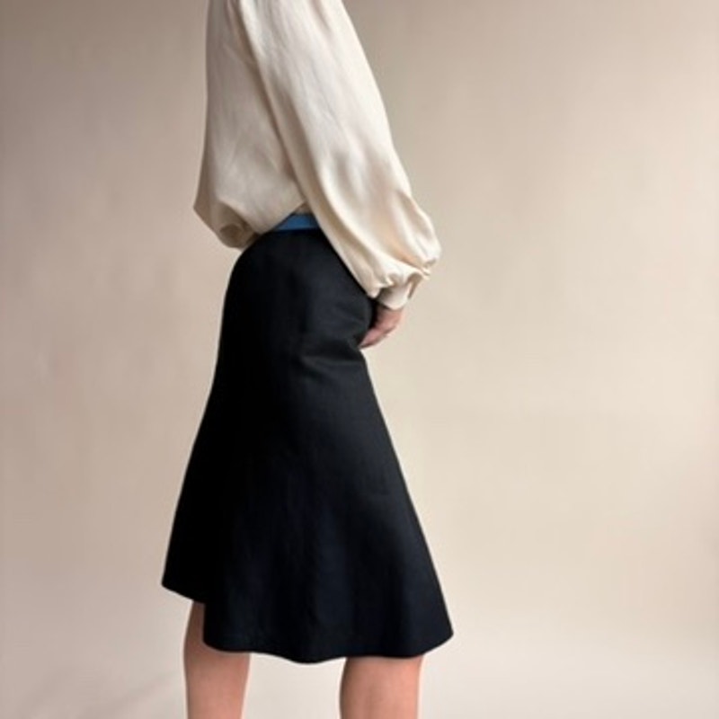 Loft Black A-Line Skirt - Knee Length, Cotton Blend, Size 0