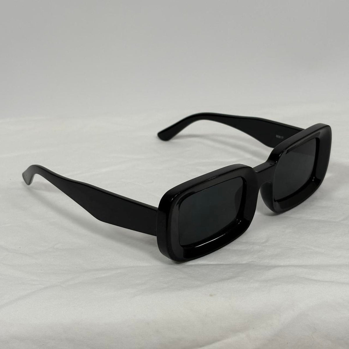 Chunky Black Rectangular Sunglasses - Rounded, UV400