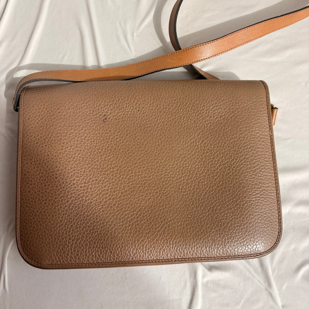 Vintage Christian Dior Oval Buckle Tan Leather Shoulder Bag