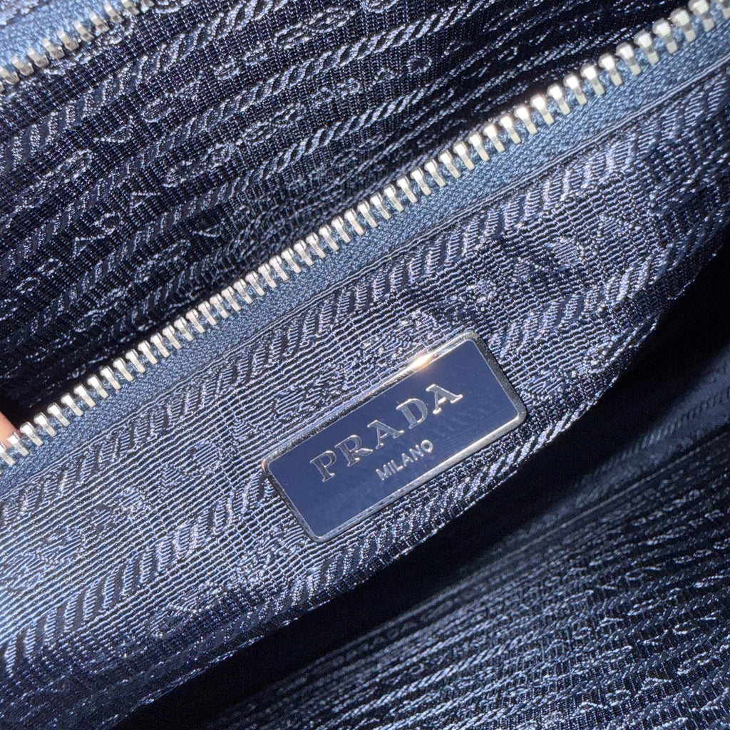 Prada Saffiano Leather Briefcase Bag - Dark Navy Blue