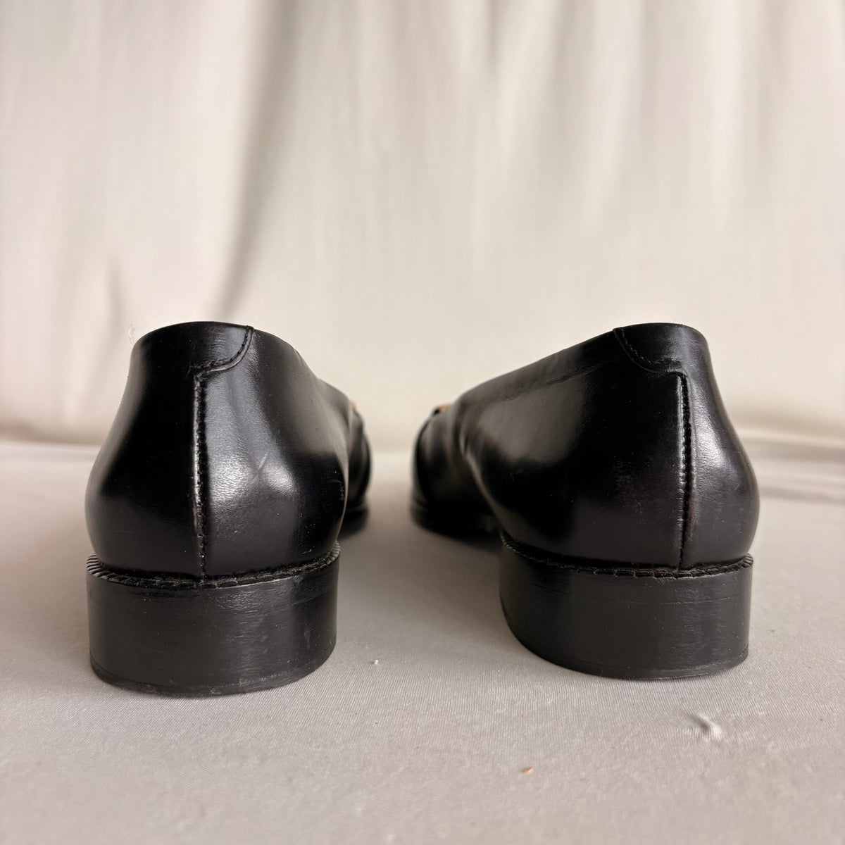Vintage Joan & David Black & Tan Leather Loafers - Silver Horsebit Hardware