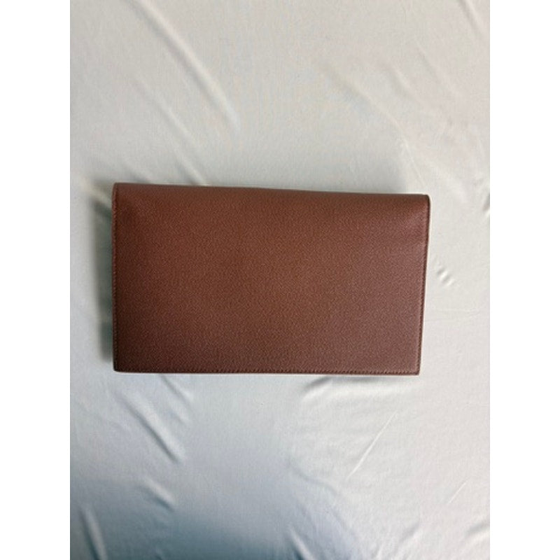 Saint Laurent Uptown Pouch - Brown Grained Leather