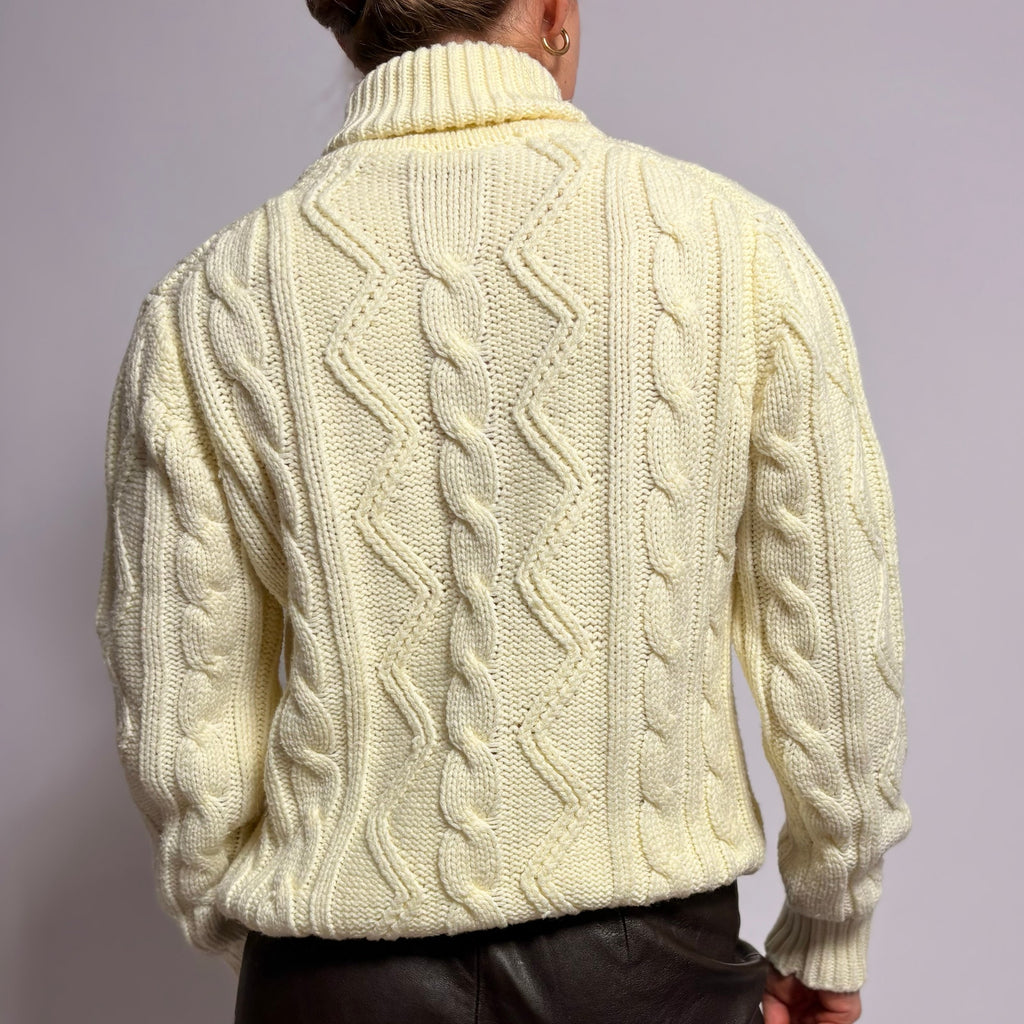 Vintage On Cue Cable Knit Turtleneck Sweater - Size Large
