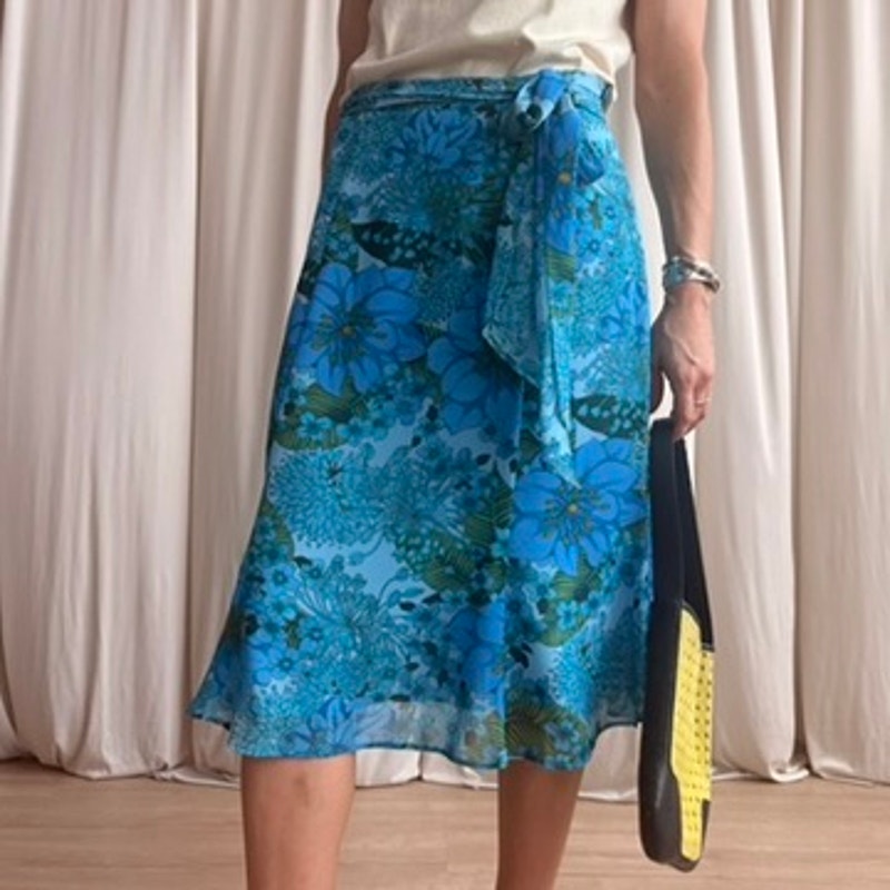 Norton McNaughton Floral A-Line - Green/Blue - Size 8 (Fits M)