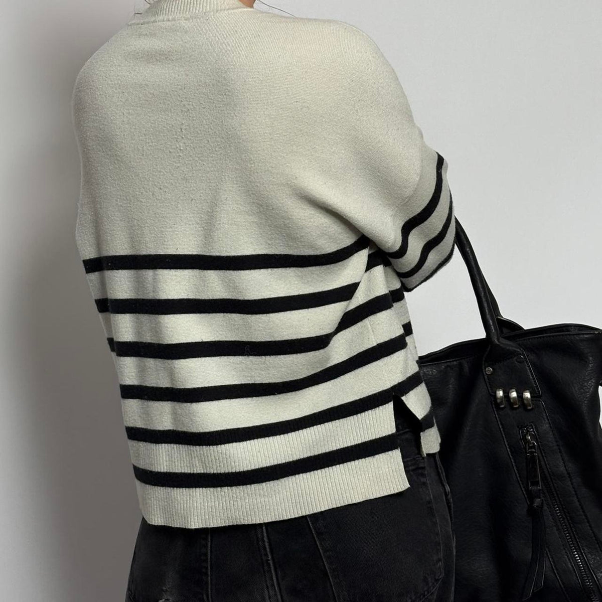 Vintage Abercrombie Striped Sweater | Black & White | Cotton Blend | S