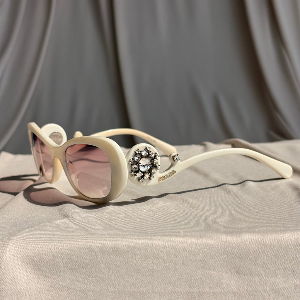 Prada Crystal Absolute Collection 33P Minimal Baroque Sunglasses - White, Crystal