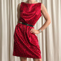 Lois Snyder Floral Sheath Dress - Red & Black, Made in USA - Size 12 (Fits L)