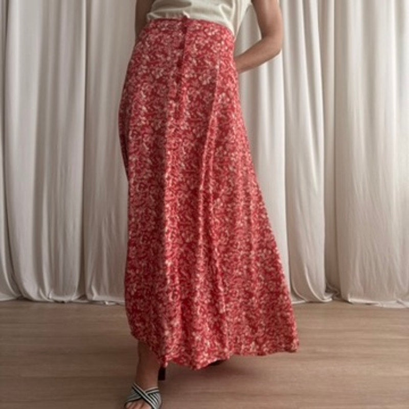 Equation Pink Maxi Skirt - 90s, A-Line, Button Front - Size M