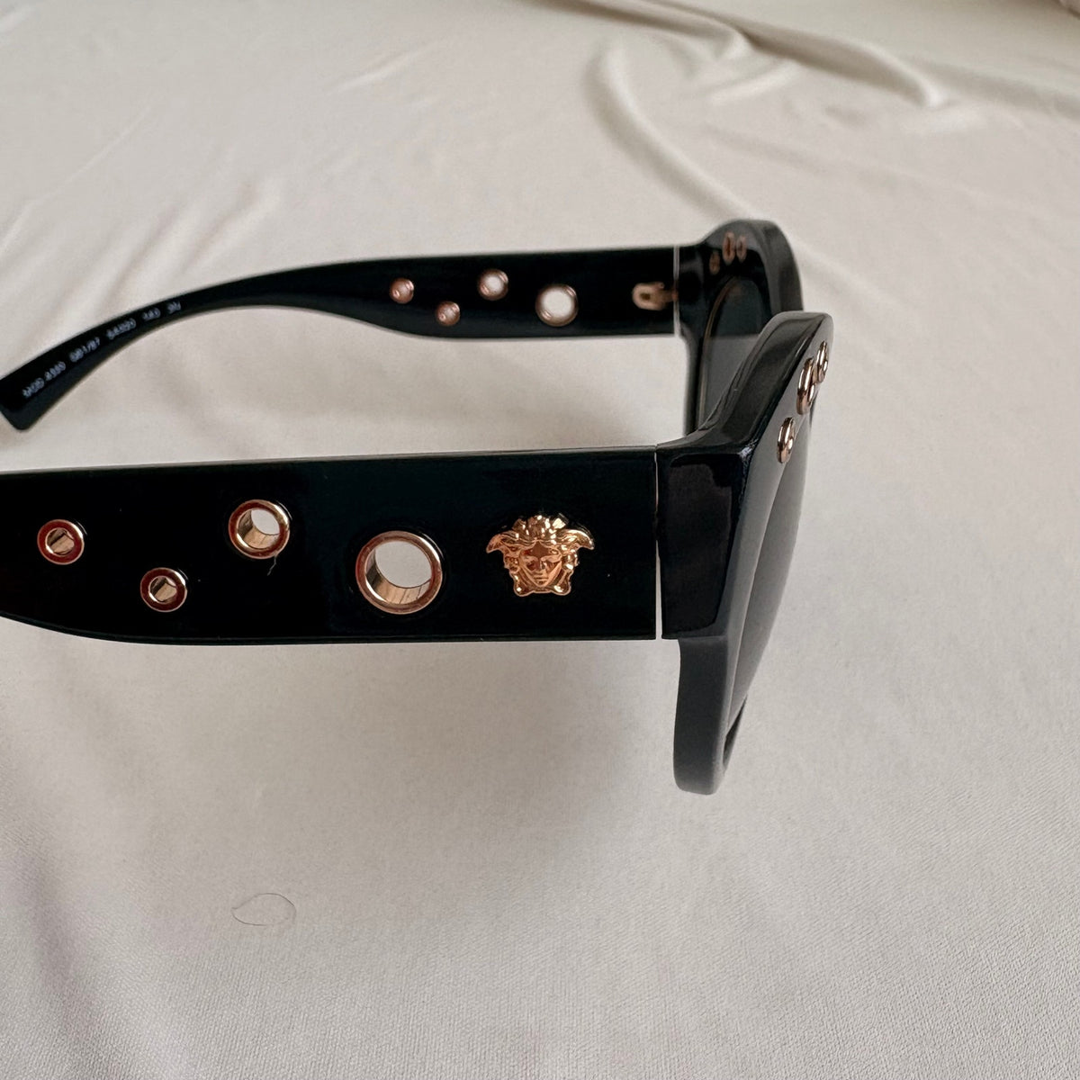 Versace Rock Ring Cat-Eye Sunglasses - VE4320, Black, Brand New