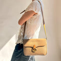 Vintage Christian Dior Oval Buckle Tan Leather Shoulder Bag