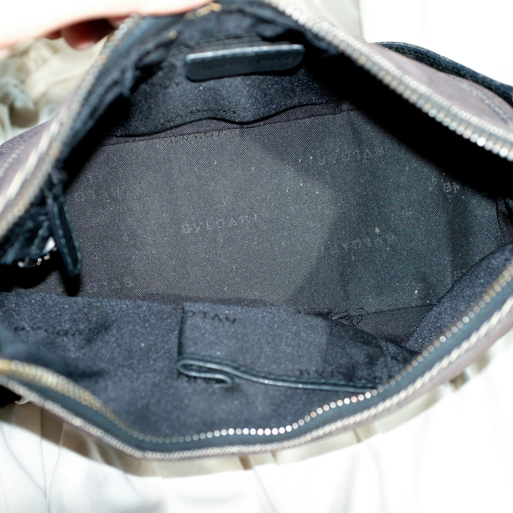 Bvlgari Monogram Canvas Pochette - Grey/Black Denim, Leather Trim