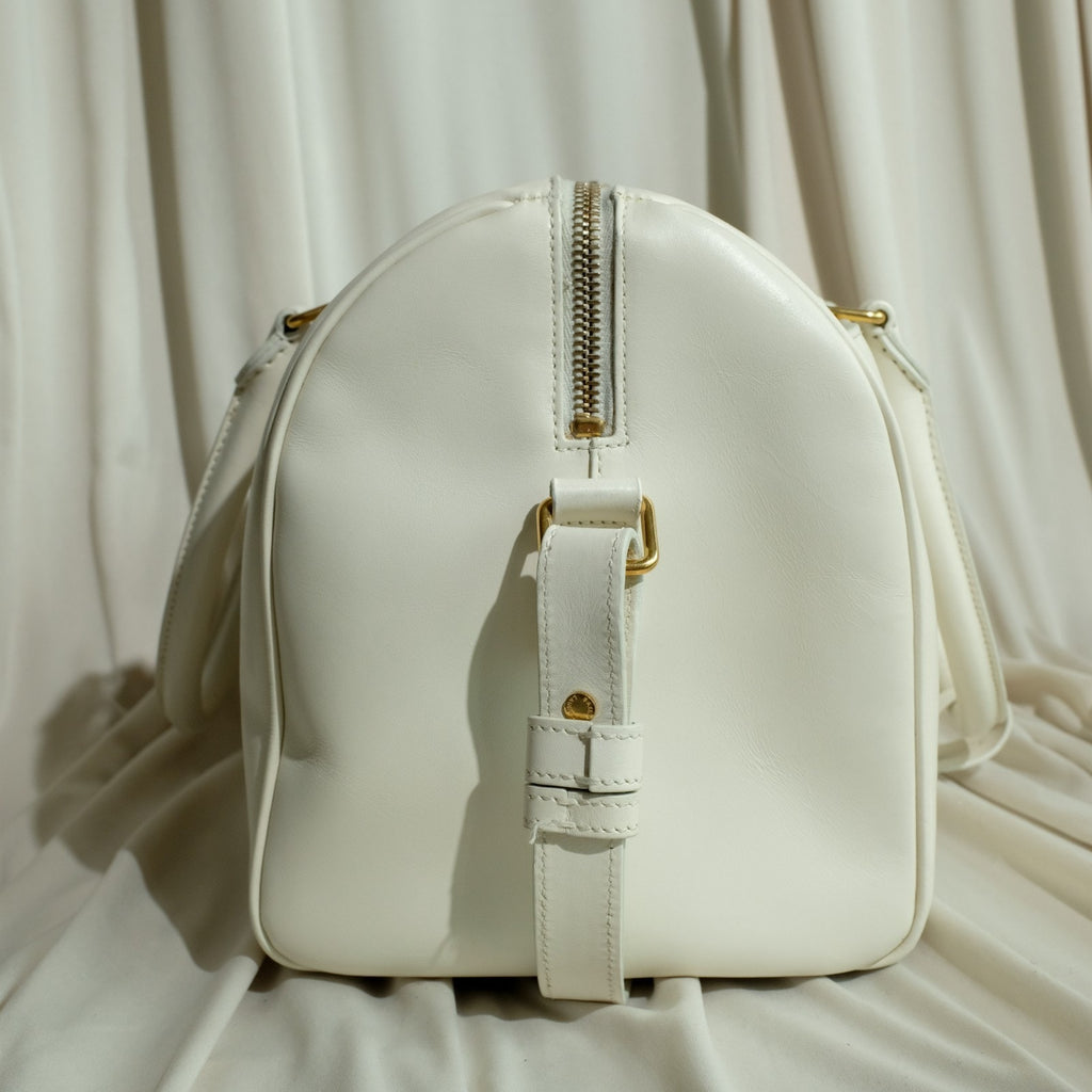 Saint Laurent (YSL) Classic Duffle 6 – White Calf Leather Handbag