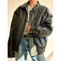 Vintage 90s North Crest Black Leather Bomber Jacket -large