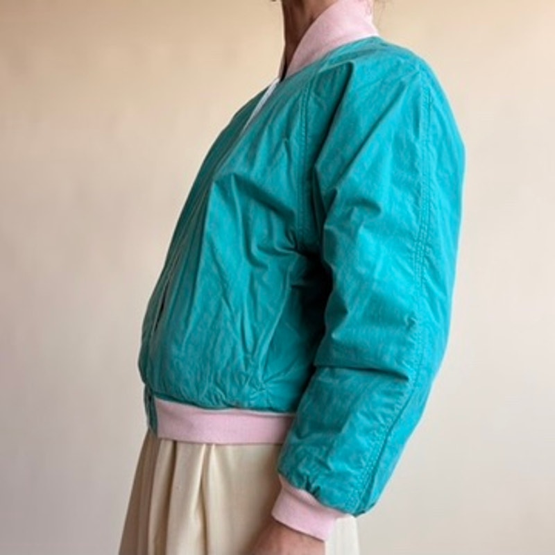 Varsity Reversible Jacket - Light Pink / Green with Pink Trim, Size Small