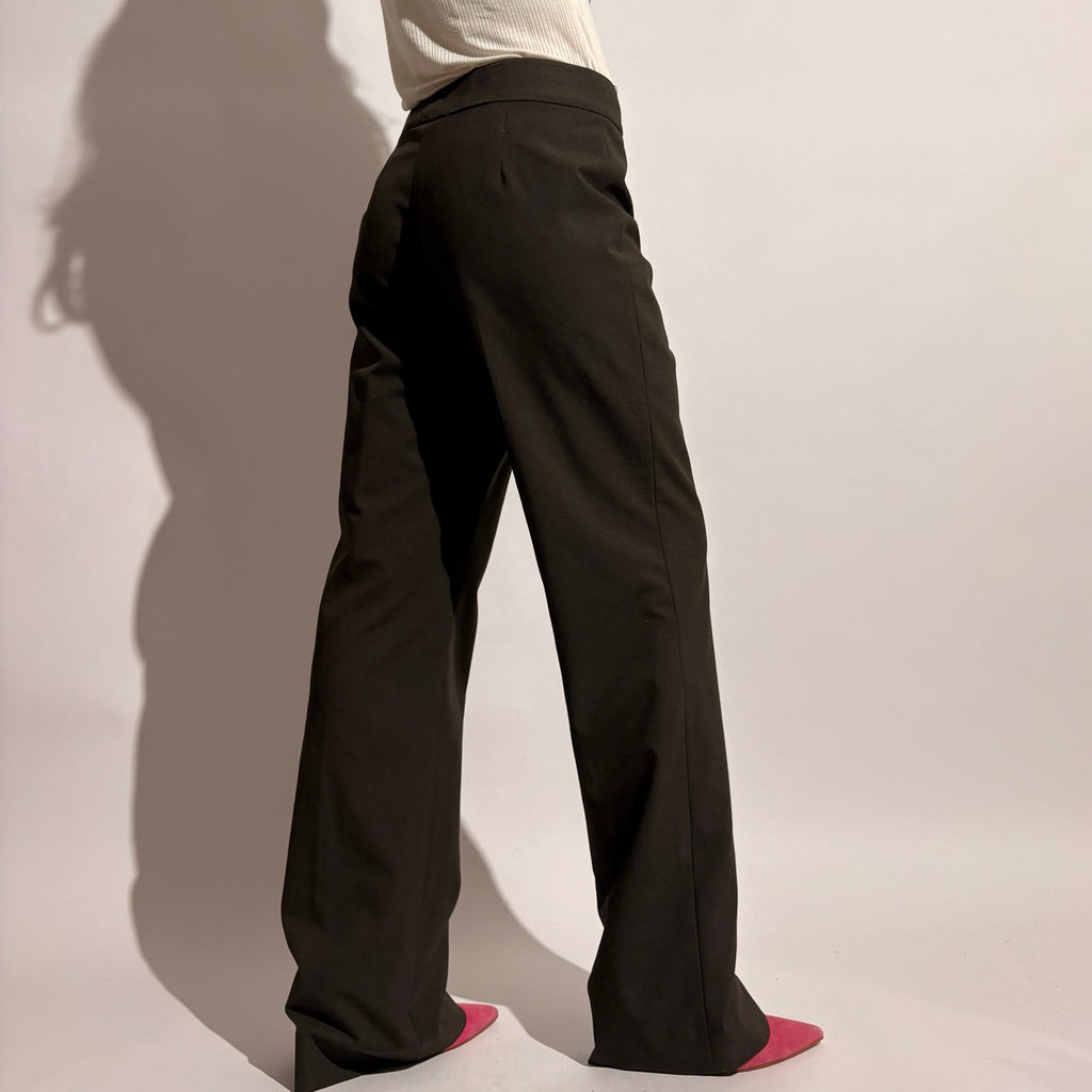 Dark Grey Mid Rise Flared Trousers - 4