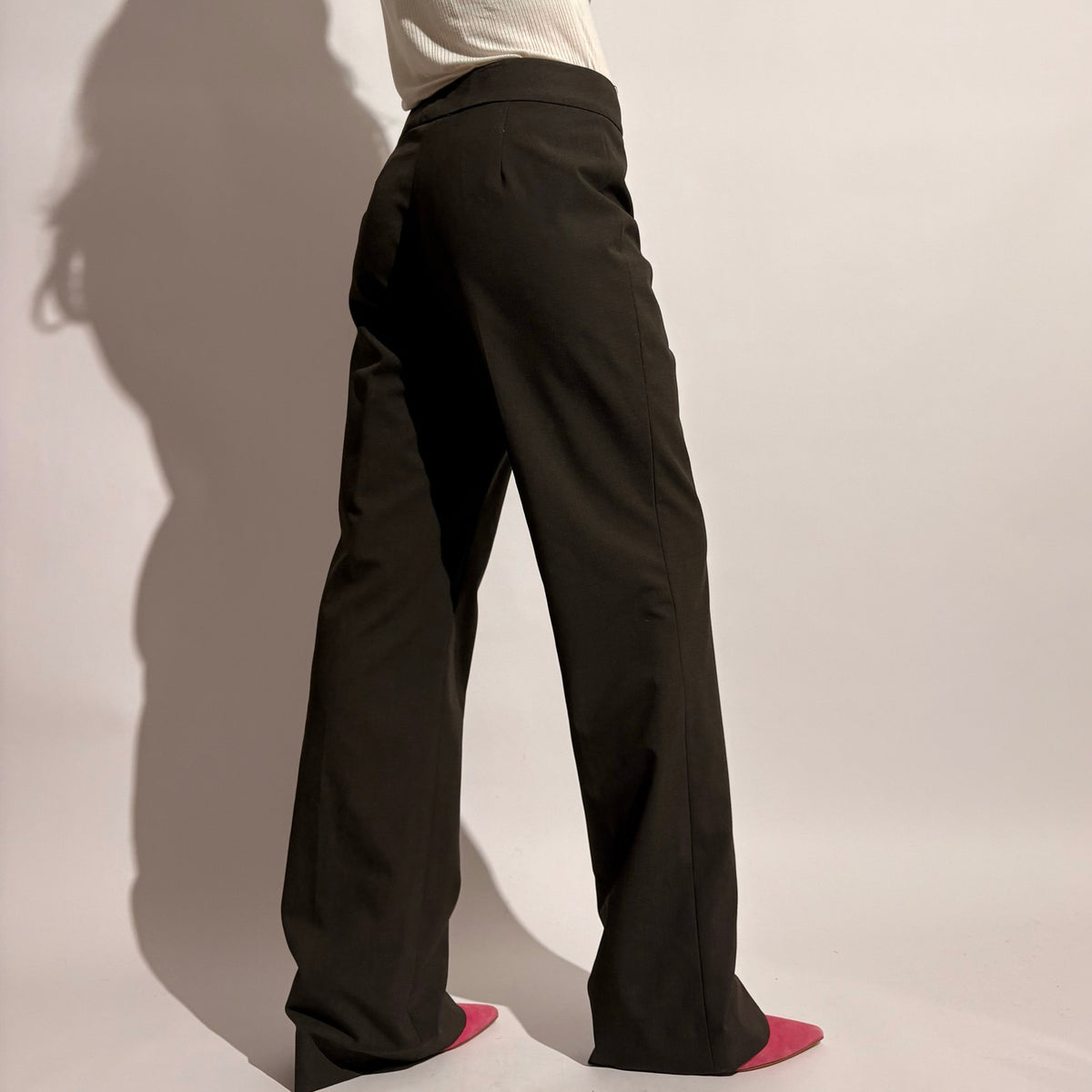 Dark Grey Mid Rise Flared Trousers - 4