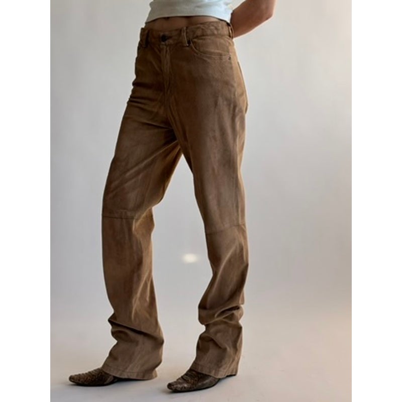 Vintage DG by Diane Gilman Light Brown Suede Straight Leg Pants