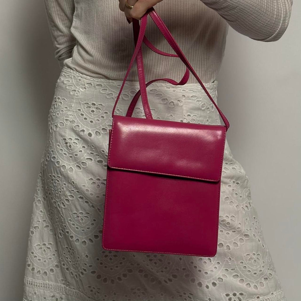 Hot Pink Faux Leather Rectangular Purse