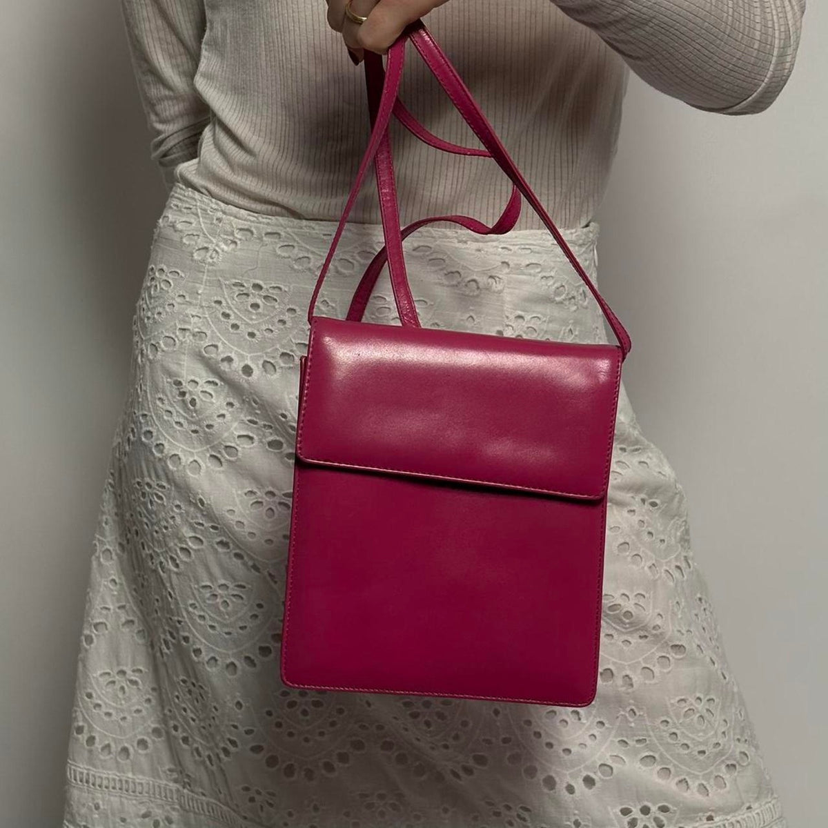 Hot Pink Faux Leather Rectangular Purse