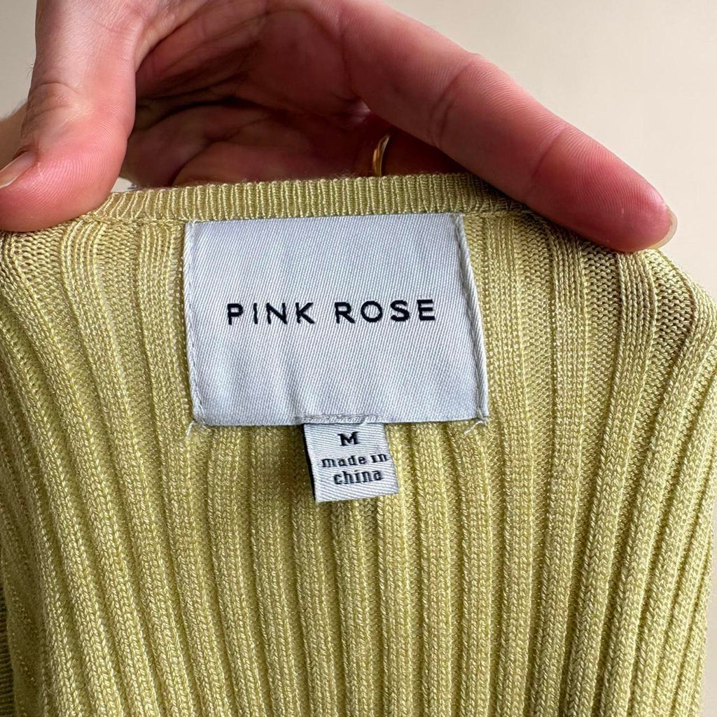 Pink Rose Green Cardigan Tank  Set - Size Medium