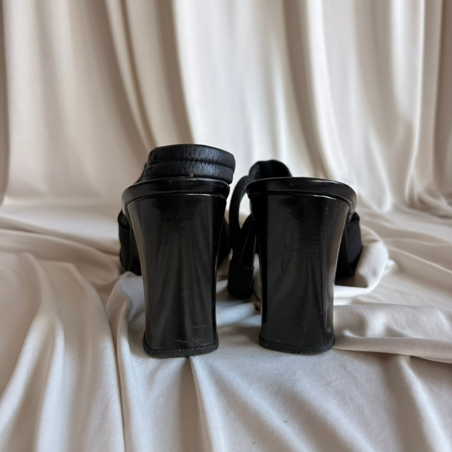 Stuart Weitzman Black Slingback Heels - Open Toe, Chunky Block Heel, Size 10