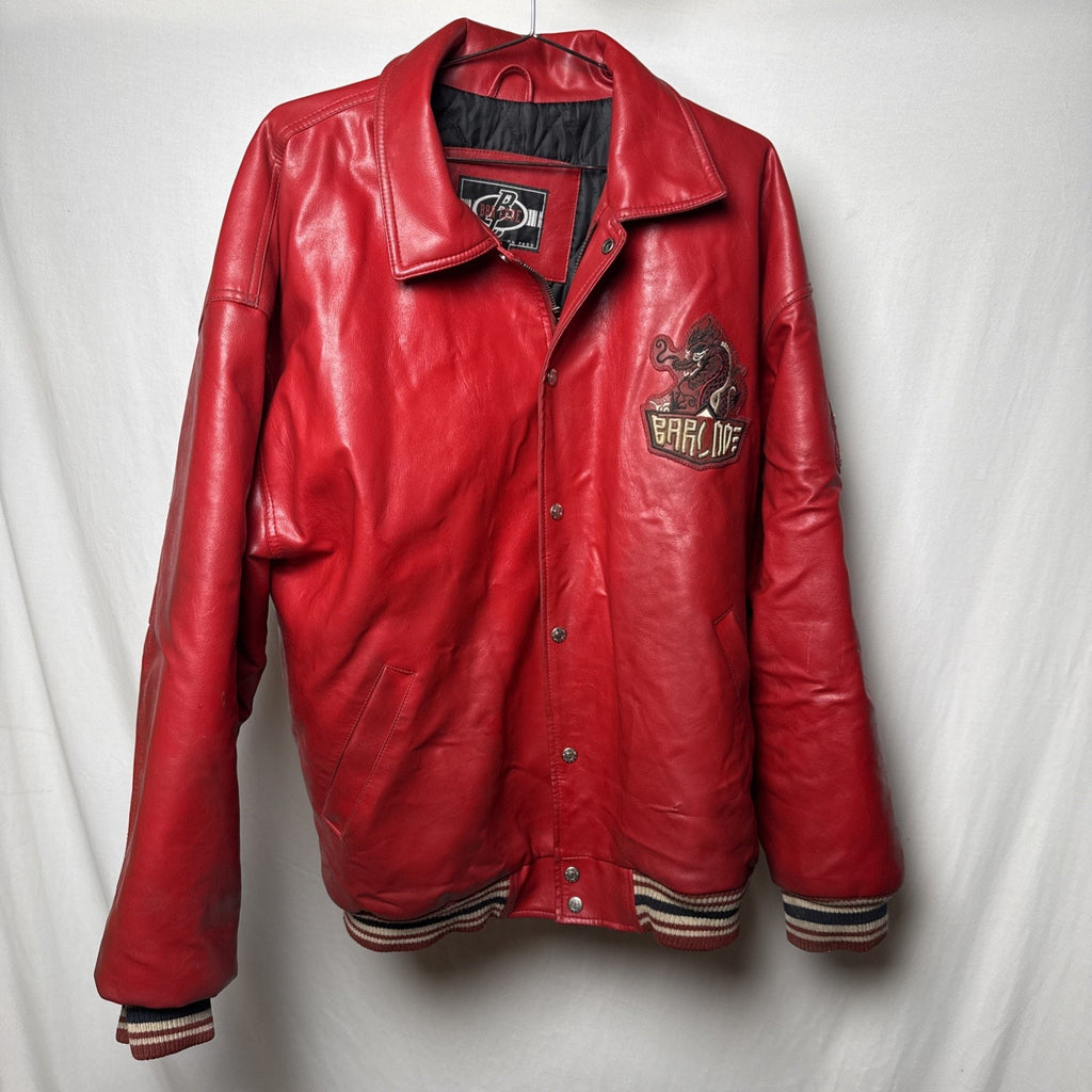 Vintage Barcode Moto Leather Jacket Mens XL Oriental Dragons