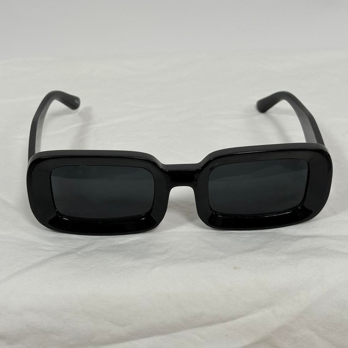 Chunky Black Rectangular Sunglasses - Rounded, UV400