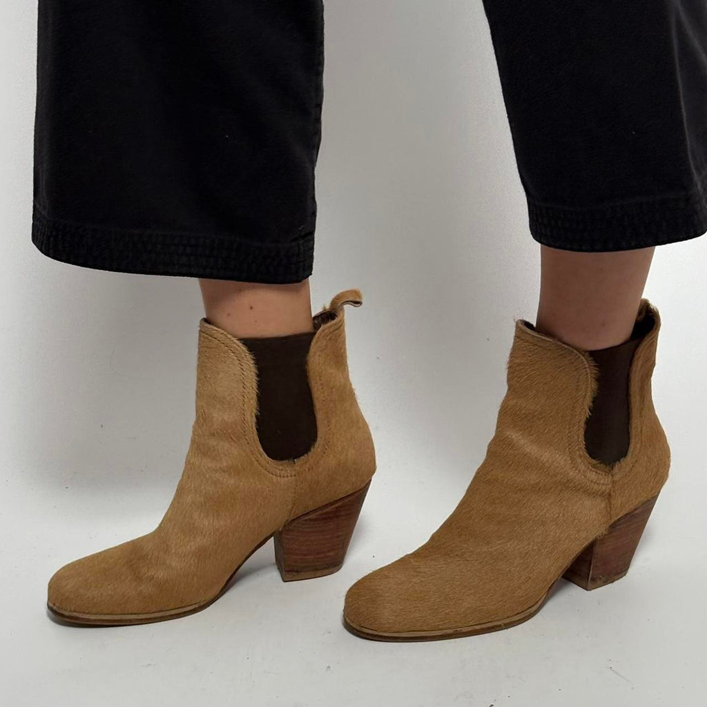 Rachel Comey Tan Hair Calf Ankle Boots - Size 7.5