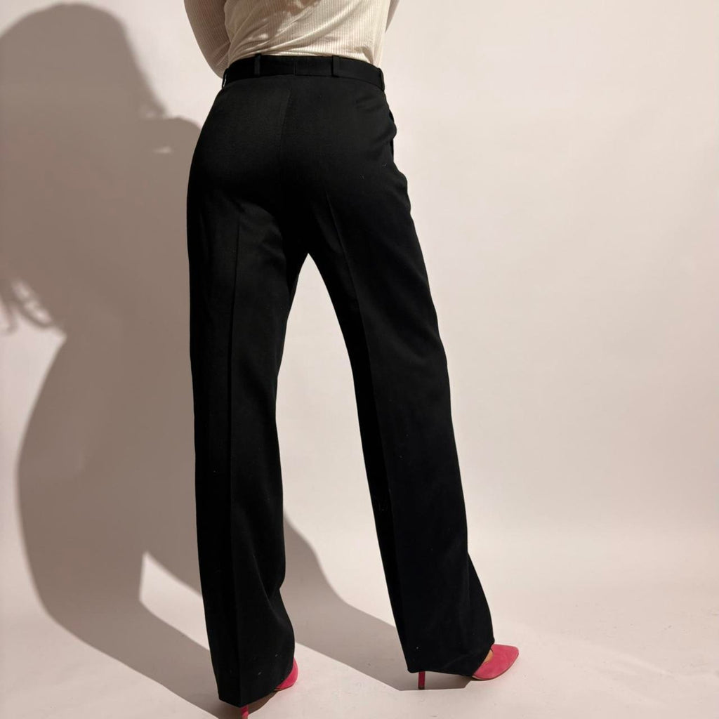 Italian Wool High-Waisted Tuxedo Pants - Fits Size 2