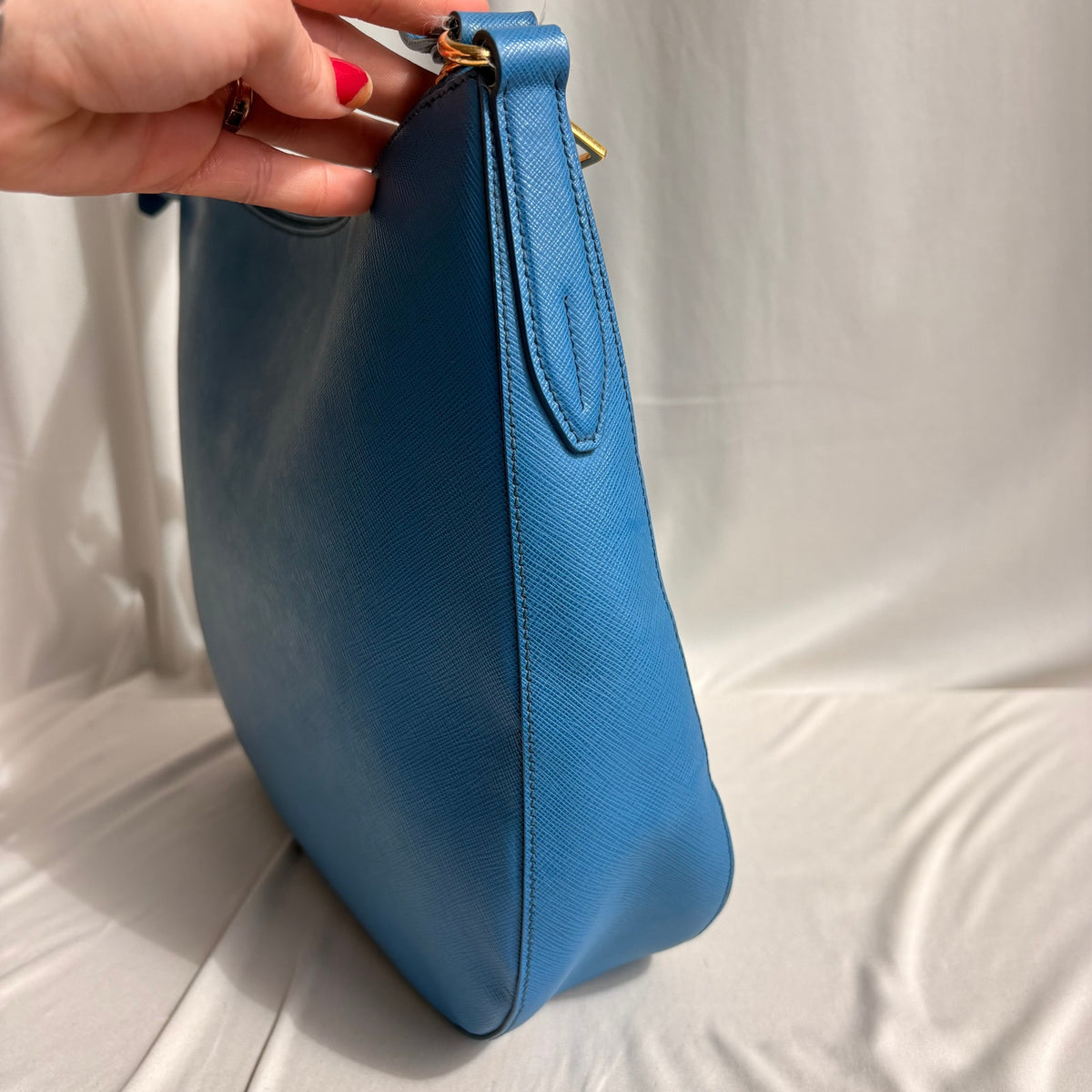 Prada Saffiano Lux Leather Shoulder Bag - Cobalt Blue