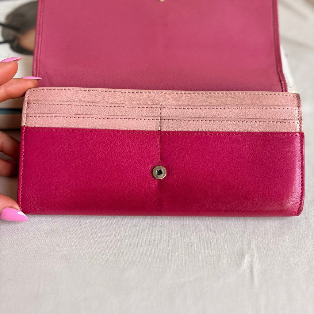 Saint Laurent Belle de Jour Long Envelope Wallet - Pink, Embossed YSL