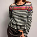 Gap  Fair Isle Sweater - Black & White Multi Stripe, Size Medium