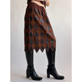 Vintage 1970s Handmade Turkish Diamond Patchwork Leather Skirt