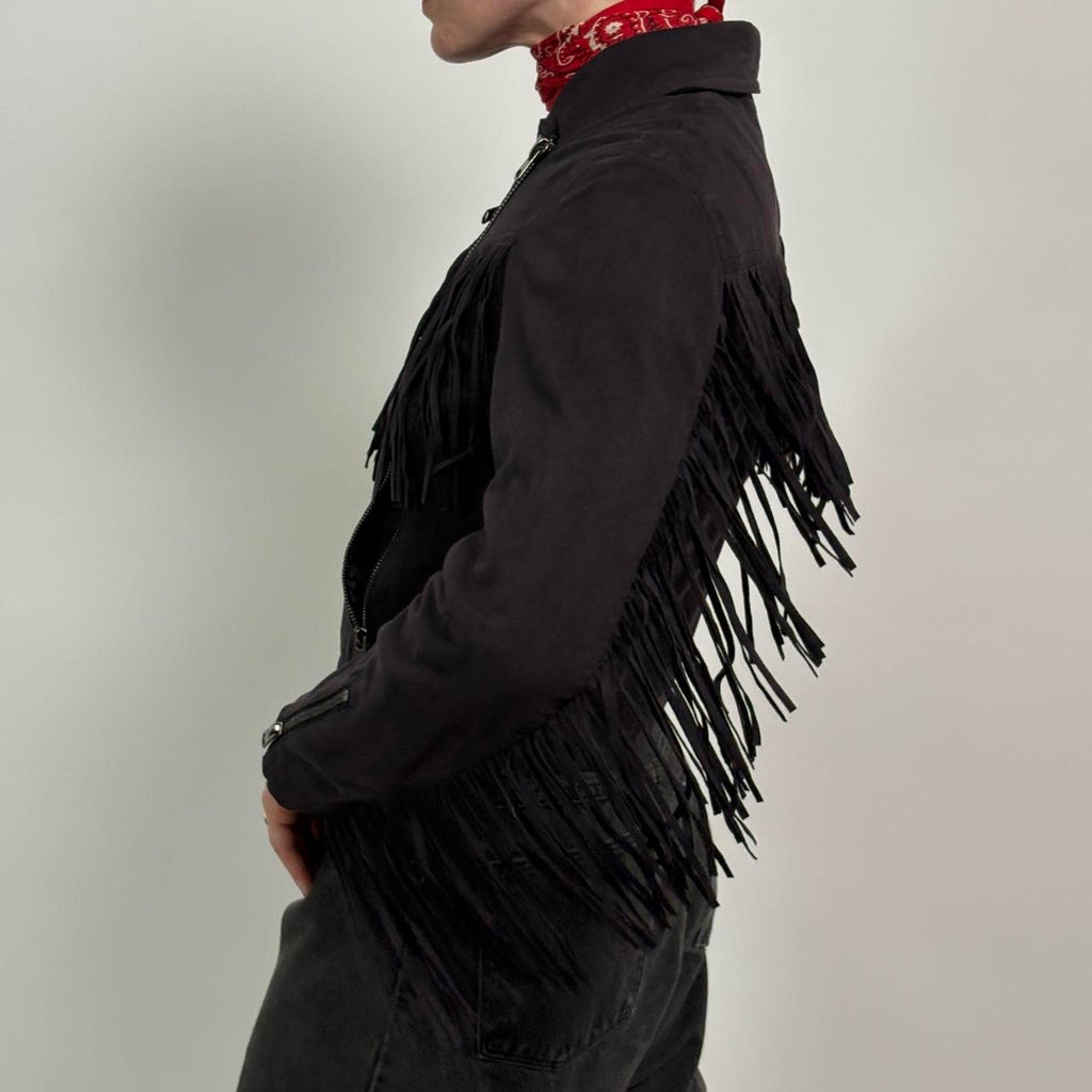 Black Faux Suede Fridge Jacket - Topshop Size 4
