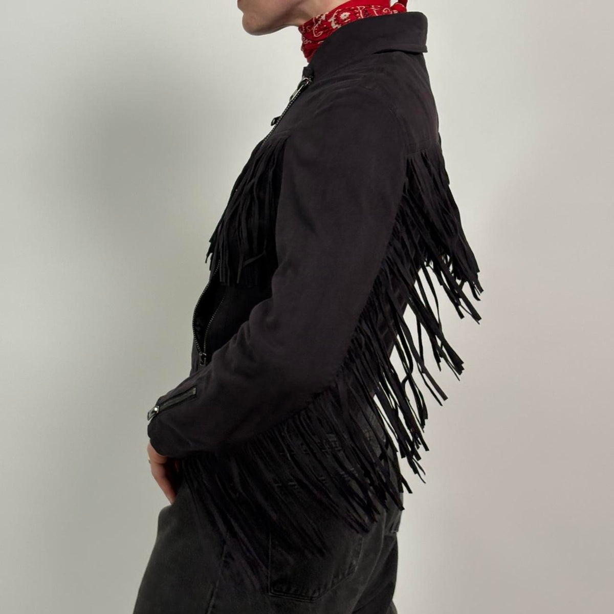 Black Faux Suede Fridge Jacket - Topshop Size 4
