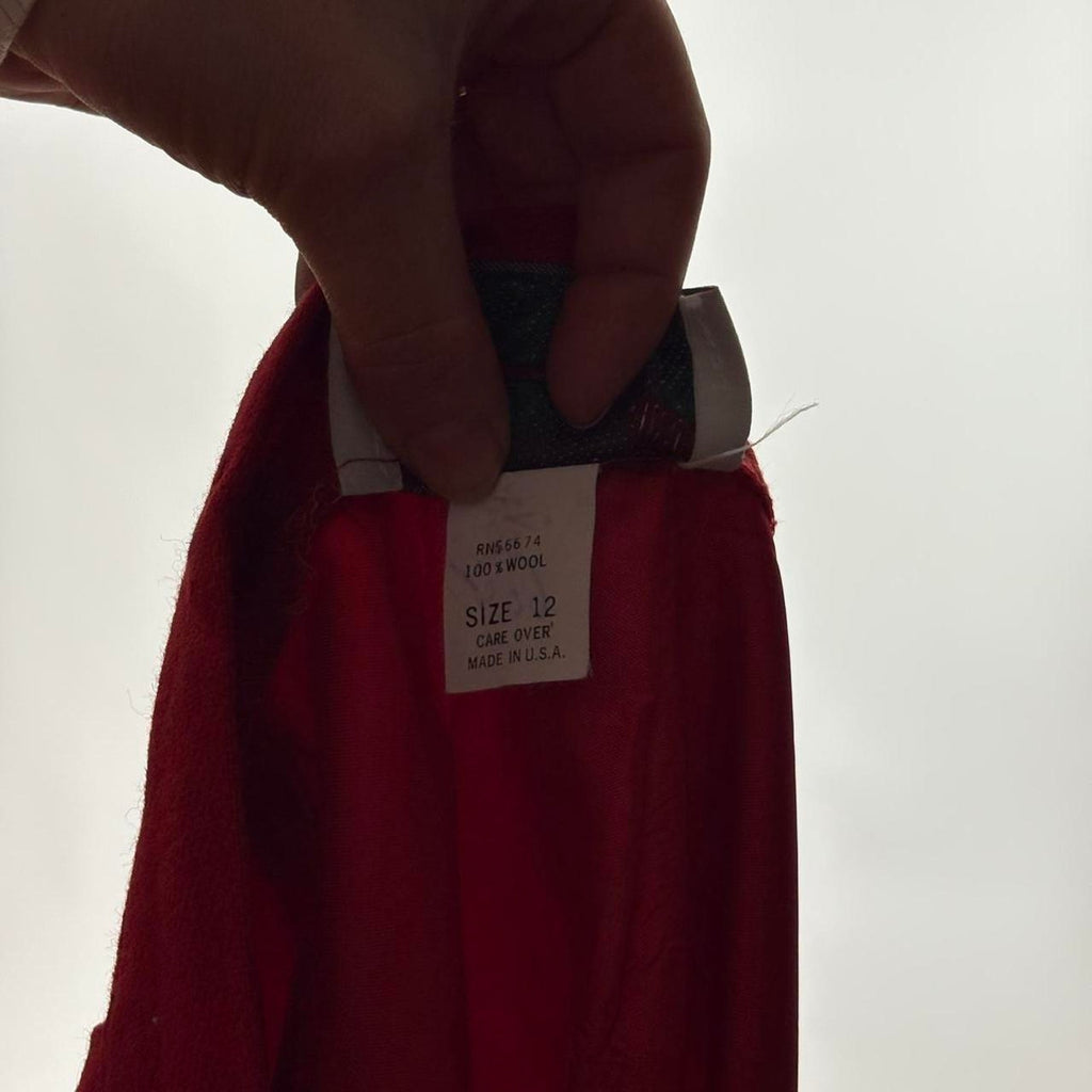 Vintage Lodge Classics Wool Red Midi Skirt - Size 12