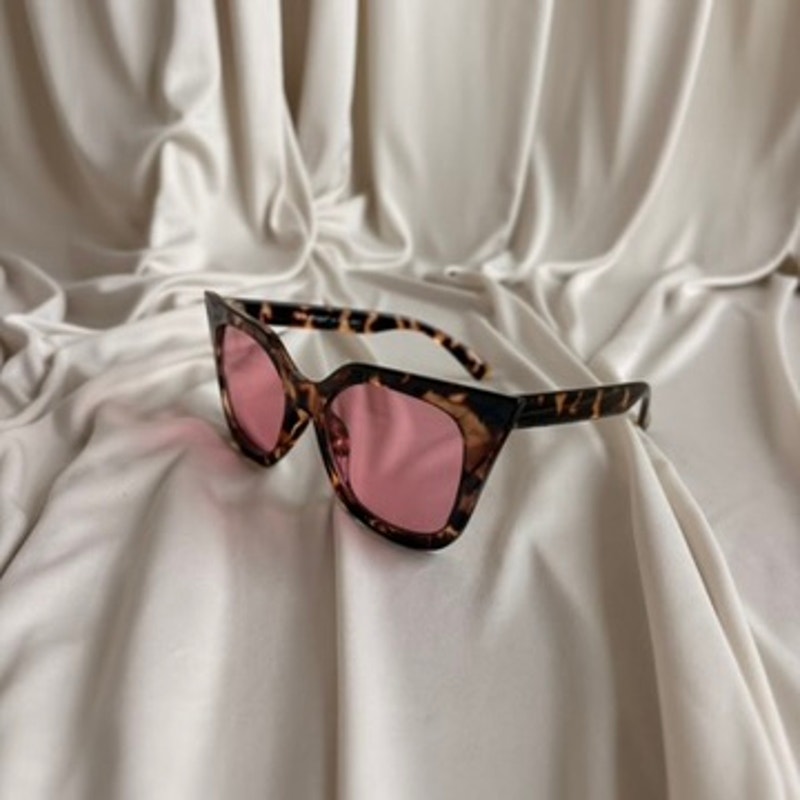 Oversized Tortoise Cat-Eye Sunglasses - Pink Lenses, Statement