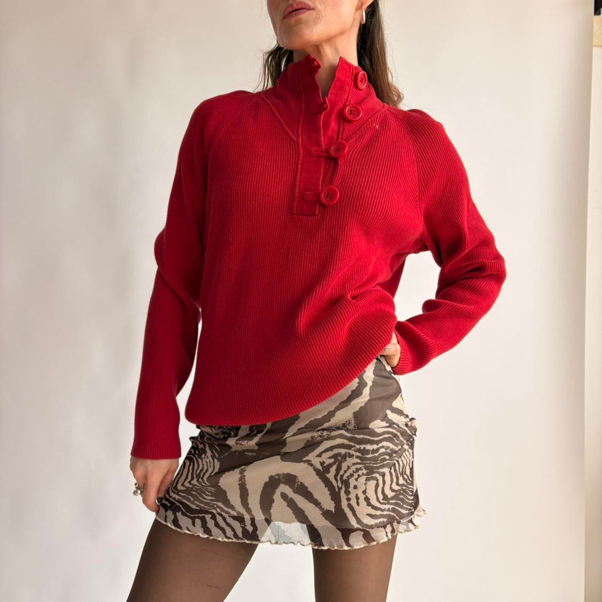 Anne Klein Cherry Red Sweater - Cotton Silk Cashmere, Size 1X