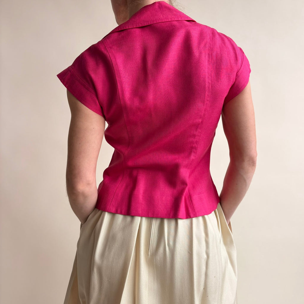 Nipton Boutique Hot Pink Peplum Blazer Top - Double-Breasted, Size 4