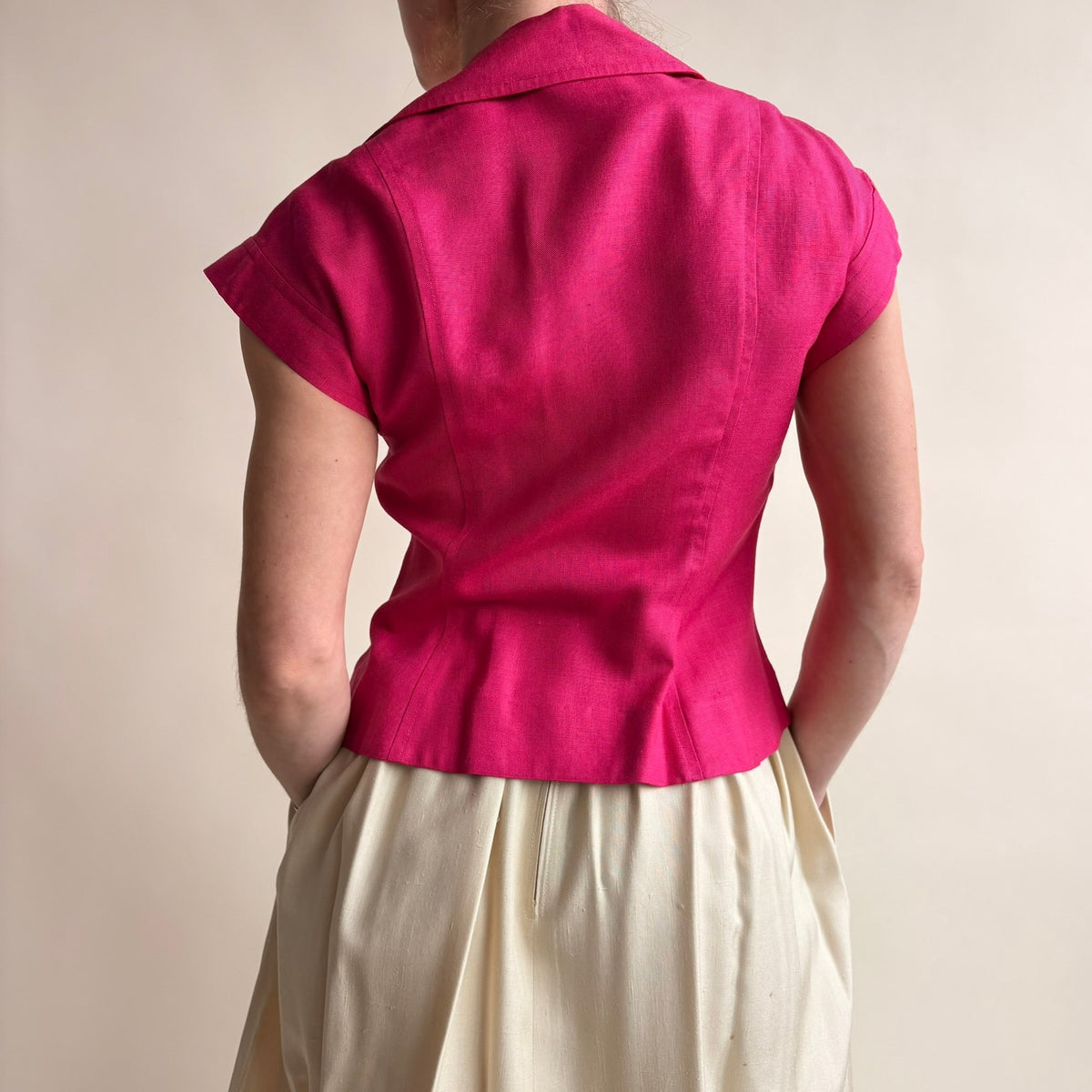 Nipton Boutique Hot Pink Peplum Blazer Top - Double-Breasted, Size 4