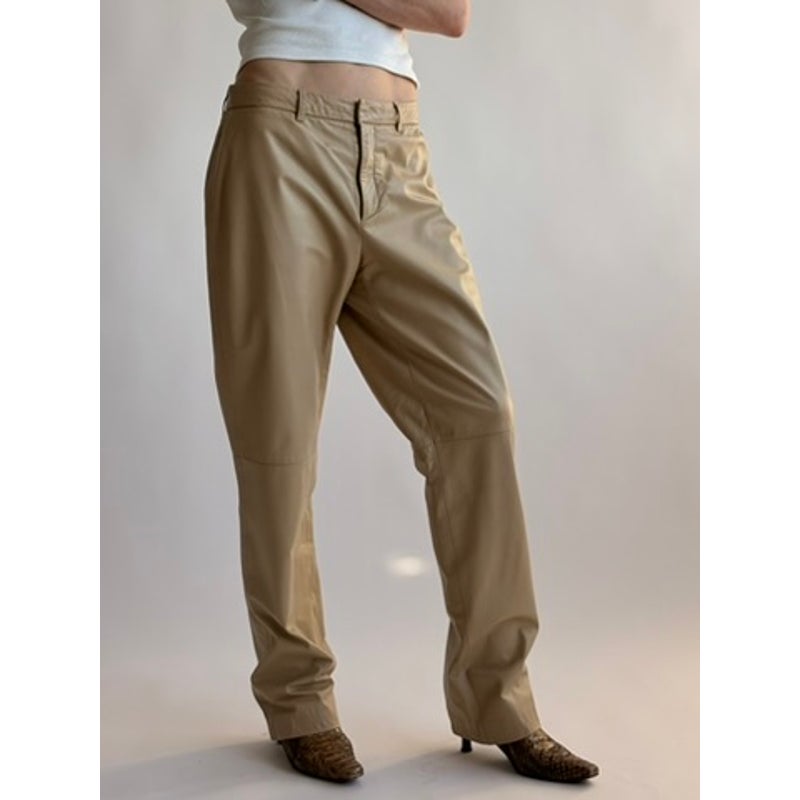 Vintage Nine West Tan Leather Straight Leg Pants