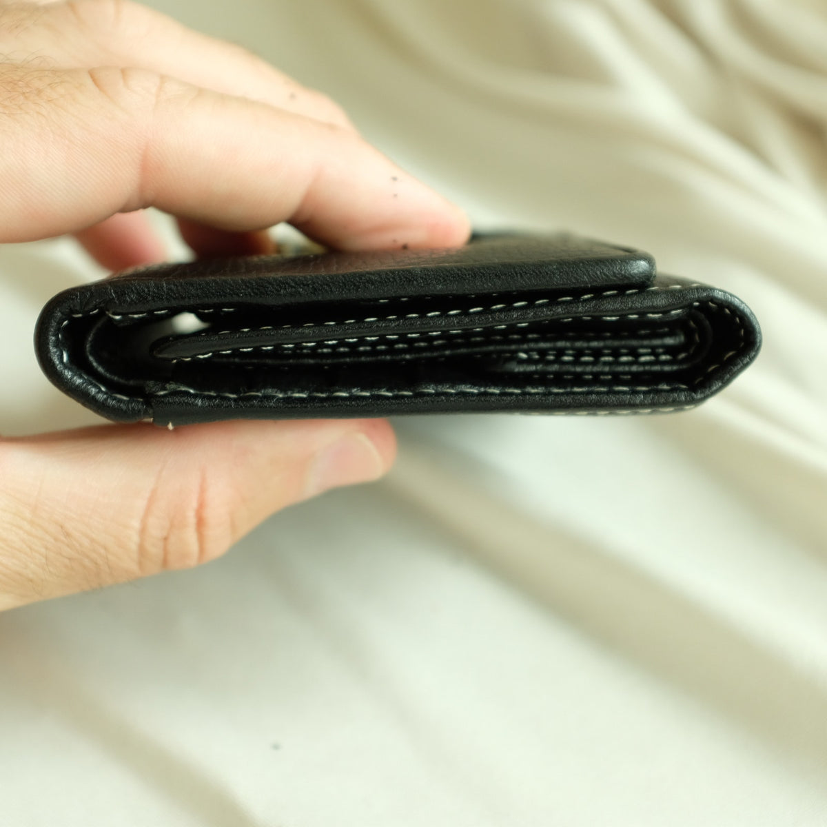 Christian Dior Leather Trifold Wallet - Black, Gold Hardware