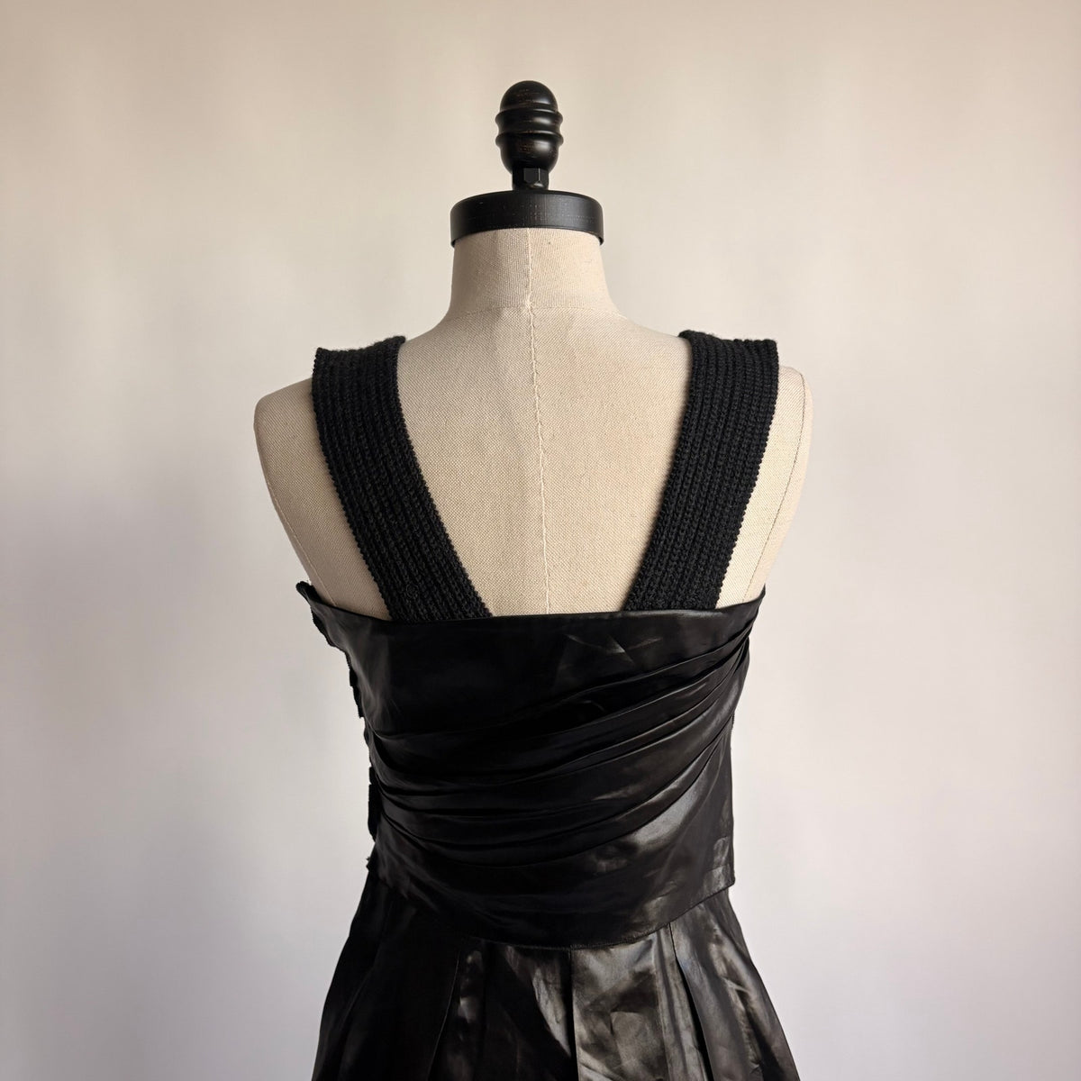 Prada Black Draped Tech Satin A-Line Cocktail Dress - SS 2006