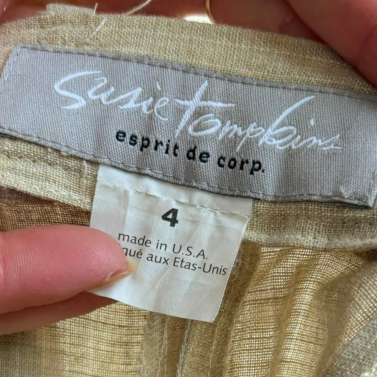 Susie Tompkins Wool Trousers - Tan with White Pinstripe Size 4