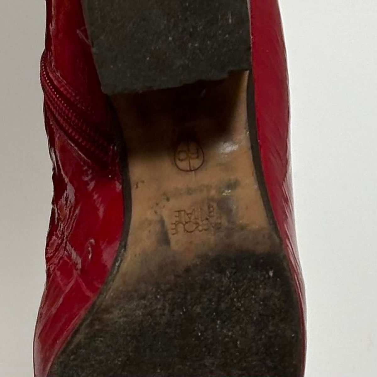 Rachel Comey Red Patent Leather Ankle Boots • Block Heel - size 38