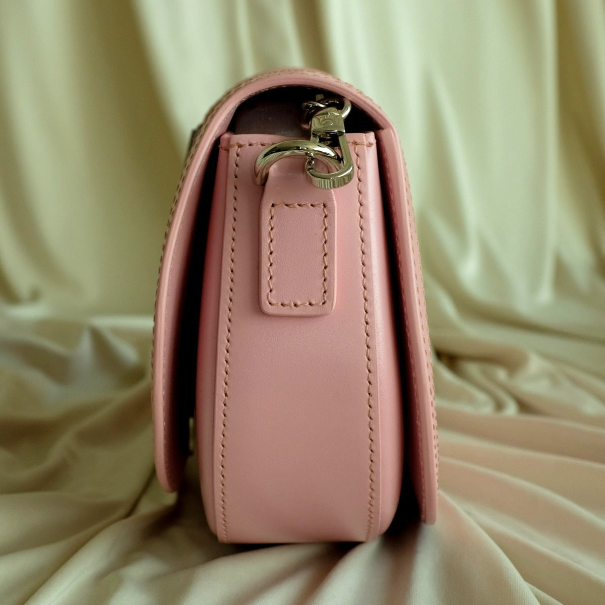 Versace Pink Medium La Greca Goddess Logo Leather Shoulder Bag