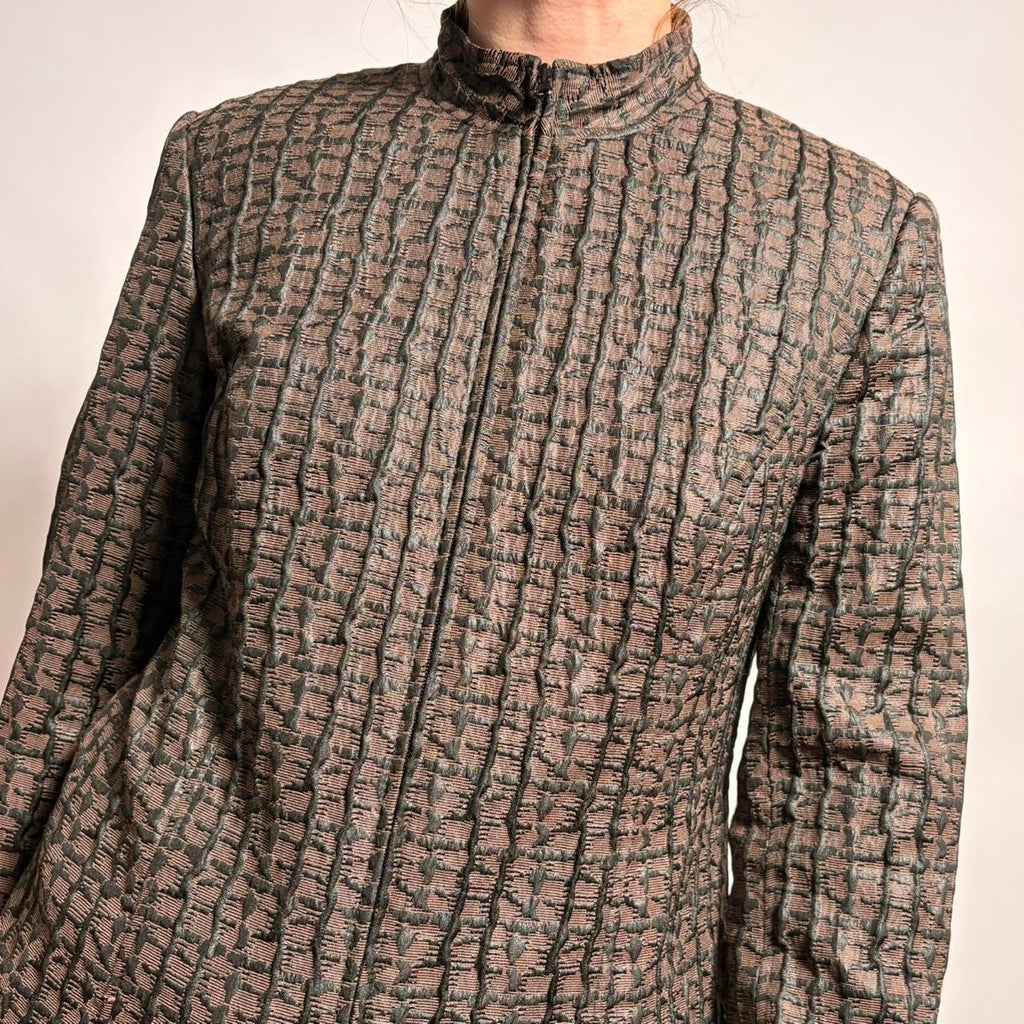 Due Per Due Textured Stand Collar Jacket - Size M