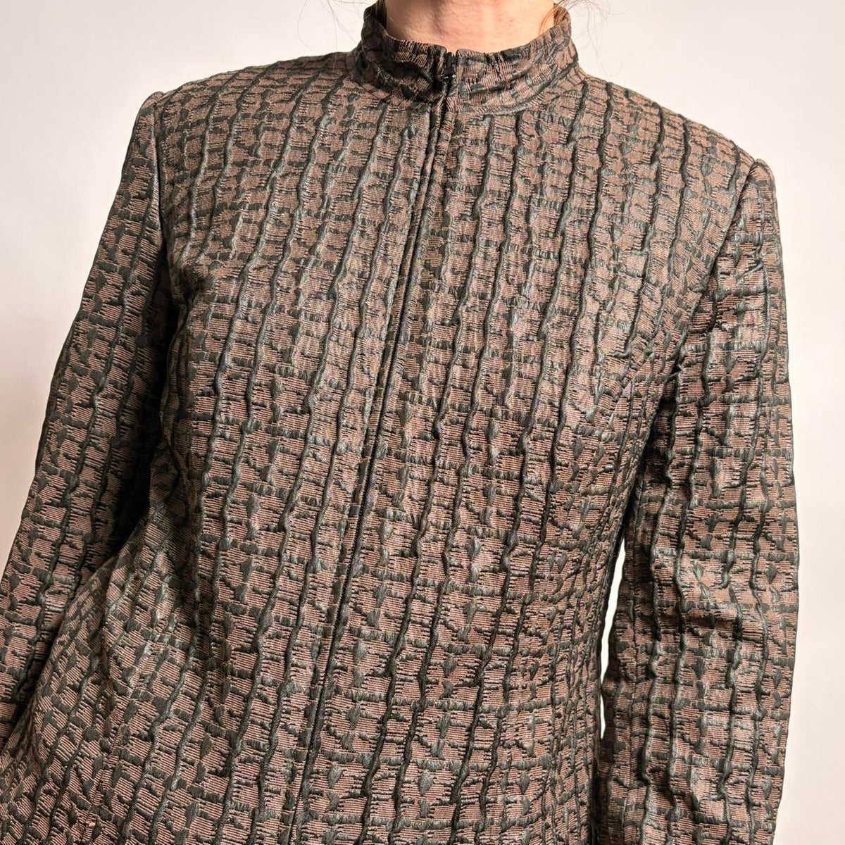 Due Per Due Textured Stand Collar Jacket - Size M