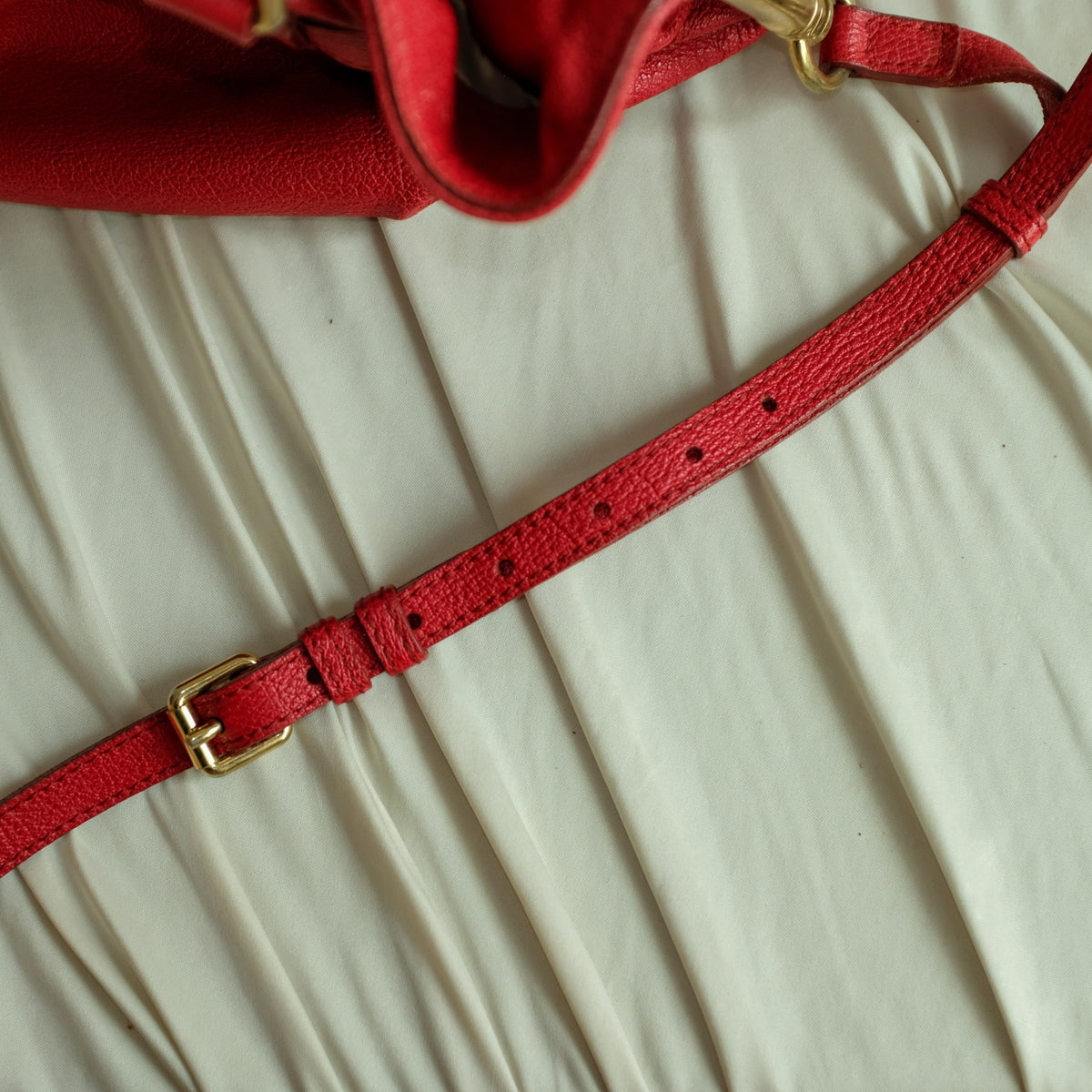 Burberry Red Leather Hobo - Gold Hardware, Crossbody, Made in Italy